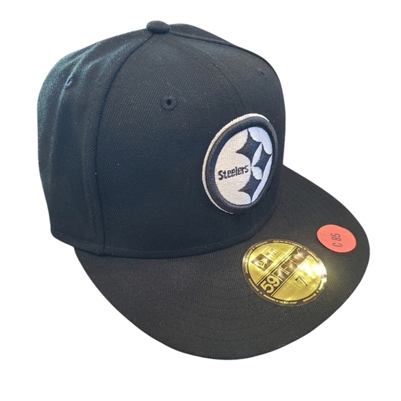 New Era Pittsburgh Steelers Black Basic 9FIFTY Enhanced Mens Snapback Hat Size 7 - Picture 6 of 8